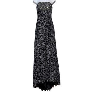 Tony Bowls Y2K Dark Glam Maxi Dress Womens Size 4 Old‎ Hollywood Formal Indie